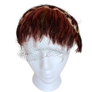 1950s RARE Colorful Pheasant Feather Fascinator Hat